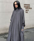 Glossy Gathered High Neck Dress